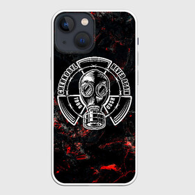 Чехол для iPhone 13 mini с принтом CHERNOBYL NEVER AGAIN в Тюмени,  |  | 1986 | chernobyl | metro | never again | stalker | ussr | город призрак | диггер | дигер | заброшка | метро | противогаз | радиация | ссср | сталкер | чернобыль