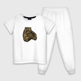 Детская пижама хлопок с принтом Дикий Медведь в Тюмени, 100% хлопок |  брюки и футболка прямого кроя, без карманов, на брюках мягкая резинка на поясе и по низу штанин
 | дикий медведь | медведь | рисунок