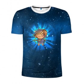 Мужская футболка 3D спортивная с принтом Стрелец в Тюмени, 100% полиэстер с улучшенными характеристиками | приталенный силуэт, круглая горловина, широкие плечи, сужается к линии бедра | вселенная | гороскоп | знаки зодиака | зодиак | космос | медитация | планеты