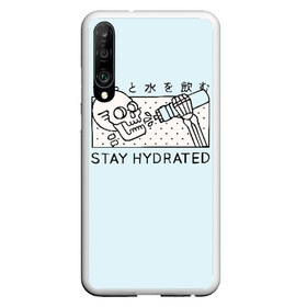 Чехол для Honor P30 с принтом STAY HYDRATED в Тюмени, Силикон | Область печати: задняя сторона чехла, без боковых панелей | death | japan | skeleton | sport | vegan | water | yoga | веган | вегетарианство | вода | йога | скелет | спорт | хэллоуин | череп | япония