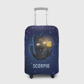 Чехол для чемодана 3D с принтом Скорпион в Тюмени, 86% полиэфир, 14% спандекс | двустороннее нанесение принта, прорези для ручек и колес | вселенная | гороскоп | знаки зодиака | зодиак | космос | медитация | планеты