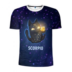 Мужская футболка 3D спортивная с принтом Скорпион в Тюмени, 100% полиэстер с улучшенными характеристиками | приталенный силуэт, круглая горловина, широкие плечи, сужается к линии бедра | вселенная | гороскоп | знаки зодиака | зодиак | космос | медитация | планеты