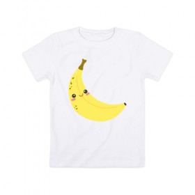 Детская футболка хлопок с принтом Веселенький бананчик в Тюмени, 100% хлопок | круглый вырез горловины, полуприлегающий силуэт, длина до линии бедер | банан | веселье | карикатура | фрукты
