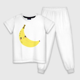 Детская пижама хлопок с принтом Веселенький бананчик в Тюмени, 100% хлопок |  брюки и футболка прямого кроя, без карманов, на брюках мягкая резинка на поясе и по низу штанин
 | Тематика изображения на принте: банан | веселье | карикатура | фрукты
