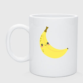 Кружка с принтом Веселенький бананчик в Тюмени, керамика | объем — 330 мл, диаметр — 80 мм. Принт наносится на бока кружки, можно сделать два разных изображения | банан | веселье | карикатура | фрукты