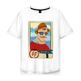 Мужская футболка хлопок Oversize с принтом Водолей в Тюмени, 100% хлопок | свободный крой, круглый ворот, “спинка” длиннее передней части | вселенная | гороскоп | знаки зодиака | зодиак | космос | медитация | планеты