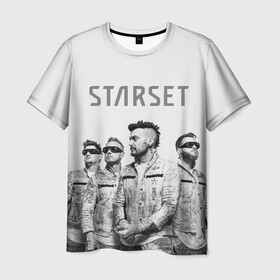 Мужская футболка 3D с принтом Starset Band в Тюмени, 100% полиэфир | прямой крой, круглый вырез горловины, длина до линии бедер | Тематика изображения на принте: logo | rock | starset | лого | рок | старсет