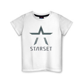 Детская футболка хлопок с принтом Starset в Тюмени, 100% хлопок | круглый вырез горловины, полуприлегающий силуэт, длина до линии бедер | logo | rock | starset | лого | рок | старсет