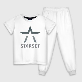 Детская пижама хлопок с принтом Starset в Тюмени, 100% хлопок |  брюки и футболка прямого кроя, без карманов, на брюках мягкая резинка на поясе и по низу штанин
 | Тематика изображения на принте: logo | rock | starset | лого | рок | старсет