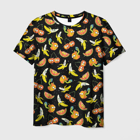Мужская футболка 3D с принтом Рик и Морти фрукты в Тюмени, 100% полиэфир | прямой крой, круглый вырез горловины, длина до линии бедер | vdzajul | морти | рик | рик и морти
