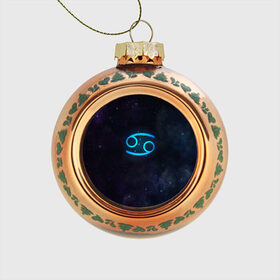Стеклянный ёлочный шар с принтом Рак в Тюмени, Стекло | Диаметр: 80 мм | вселенная | гороскоп | знаки зодиака | зодиак | космос | медитация | планеты