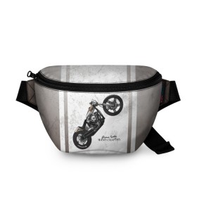 Поясная сумка 3D с принтом Vintage Chopper Motorcycle в Тюмени, 100% полиэстер | плотная ткань, ремень с регулируемой длиной, внутри несколько карманов для мелочей, основное отделение и карман с обратной стороны сумки застегиваются на молнию | 