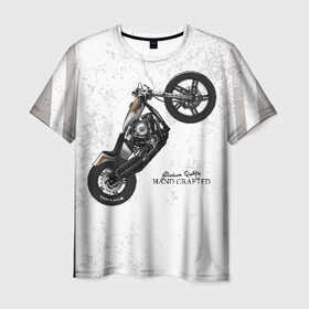 Мужская футболка 3D с принтом Vintage Chopper Motorcycle в Тюмени, 100% полиэфир | прямой крой, круглый вырез горловины, длина до линии бедер | 