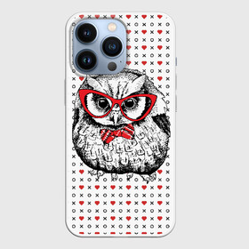 Чехол для iPhone 13 Pro с принтом Мудрая сова в очках в Тюмени,  |  | Тематика изображения на принте: бабочки | мудрая | мудрость | наука | начитанная | очки | птица | сова | совенок | совушка | умная