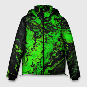 Мужская зимняя куртка 3D с принтом Тёмные зеленые краски в Тюмени, верх — 100% полиэстер; подкладка — 100% полиэстер; утеплитель — 100% полиэстер | длина ниже бедра, свободный силуэт Оверсайз. Есть воротник-стойка, отстегивающийся капюшон и ветрозащитная планка. 

Боковые карманы с листочкой на кнопках и внутренний карман на молнии. | abstract | acrylic | art | color | liquid | modern | paint | painting | splash | абстракция | акрил | арт | брызги | жидкость | искусство | краска | рисунок | современный