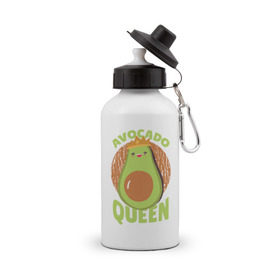 Бутылка спортивная с принтом Авокадо Королева в Тюмени, металл | емкость — 500 мл, в комплекте две пластиковые крышки и карабин для крепления | avocado | queen | авокадо | королева | королевы | надписи | надпись
