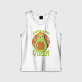 Детская майка хлопок с принтом Авокадо Королева в Тюмени,  |  | avocado | queen | авокадо | королева | королевы | надписи | надпись