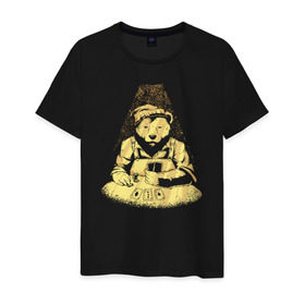 Мужская футболка хлопок с принтом Медведь Покер в Тюмени, 100% хлопок | прямой крой, круглый вырез горловины, длина до линии бедер, слегка спущенное плечо. | Тематика изображения на принте: bear | poker | карты | медведи | медведь | покер