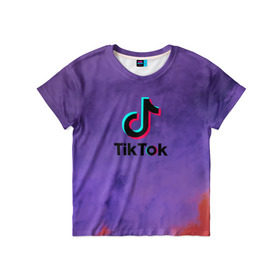 Детская футболка 3D с принтом TikTok в Тюмени, 100% гипоаллергенный полиэфир | прямой крой, круглый вырез горловины, длина до линии бедер, чуть спущенное плечо, ткань немного тянется | 