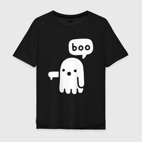 Мужская футболка хлопок Oversize с принтом Boo в Тюмени, 100% хлопок | свободный крой, круглый ворот, “спинка” длиннее передней части | 19 | 2019 | boo | ghost | halloween | бу | ведьма | зло | картинка | нечисть | приведение | призрак | прикольная | тыква | тьма | ужас | хелловин | хеллоувин | хэллоуин