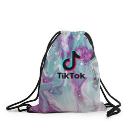 Рюкзак-мешок 3D с принтом TikTok в Тюмени, 100% полиэстер | плотность ткани — 200 г/м2, размер — 35 х 45 см; лямки — толстые шнурки, застежка на шнуровке, без карманов и подкладки | 
