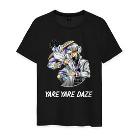 Мужская футболка хлопок с принтом Yare Yare Daze в Тюмени, 100% хлопок | прямой крой, круглый вырез горловины, длина до линии бедер, слегка спущенное плечо. | anime | jojo | senpai | tian | аниме | анимэ | джоджо | ониме | онимэ | сенпай | тян