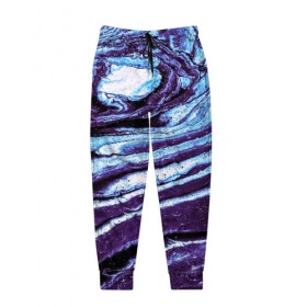 Мужские брюки 3D с принтом Фиолетовые краски металлик в Тюмени, 100% полиэстер | манжеты по низу, эластичный пояс регулируется шнурком, по бокам два кармана без застежек, внутренняя часть кармана из мелкой сетки | Тематика изображения на принте: 