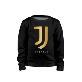 Детский свитшот хлопок с принтом JUVENTUS GOLDEN LOGO в Тюмени, 100% хлопок | круглый вырез горловины, эластичные манжеты, пояс и воротник | cr7 | juve | juventus | ronaldo | роналдо | ювентус