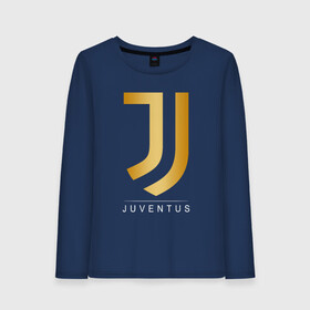 Женский лонгслив хлопок с принтом JUVENTUS GOLDEN LOGO в Тюмени, 100% хлопок |  | cr7 | juve | juventus | ronaldo | роналдо | ювентус