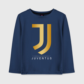 Детский лонгслив хлопок с принтом JUVENTUS GOLDEN LOGO в Тюмени, 100% хлопок | круглый вырез горловины, полуприлегающий силуэт, длина до линии бедер | Тематика изображения на принте: cr7 | juve | juventus | ronaldo | роналдо | ювентус