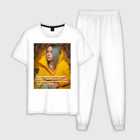Мужская пижама хлопок с принтом Цитаты Билли в Тюмени, 100% хлопок | брюки и футболка прямого кроя, без карманов, на брюках мягкая резинка на поясе и по низу штанин
 | айлиш | билли