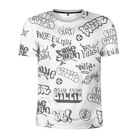 Мужская футболка 3D спортивная с принтом Billie Eilish Graffiti Gray в Тюмени, 100% полиэстер с улучшенными характеристиками | приталенный силуэт, круглая горловина, широкие плечи, сужается к линии бедра | billie | eilish | graffiti | grunge | айлиш | беляш | беляшик | билли | биляш | граффити | татуировки