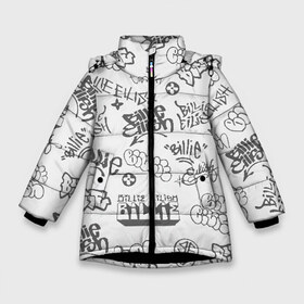 Зимняя куртка для девочек 3D с принтом Billie Eilish Graffiti Gray в Тюмени, ткань верха — 100% полиэстер; подклад — 100% полиэстер, утеплитель — 100% полиэстер. | длина ниже бедра, удлиненная спинка, воротник стойка и отстегивающийся капюшон. Есть боковые карманы с листочкой на кнопках, утяжки по низу изделия и внутренний карман на молнии. 

Предусмотрены светоотражающий принт на спинке, радужный светоотражающий элемент на пуллере молнии и на резинке для утяжки. | Тематика изображения на принте: billie | eilish | graffiti | grunge | айлиш | беляш | беляшик | билли | биляш | граффити | татуировки