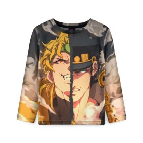 Детский лонгслив 3D с принтом Dio Brando x Jotaro в Тюмени, 100% полиэстер | длинные рукава, круглый вырез горловины, полуприлегающий силуэт
 | Тематика изображения на принте: jojo | джоджо | джонатан | джостар | манга | невероятные приключения | ранобэ | хамон