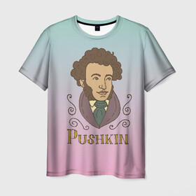 Мужская футболка 3D с принтом А.С.Пушкин в Тюмени, 100% полиэфир | прямой крой, круглый вырез горловины, длина до линии бедер | а.с.пушкин | знания | классик | литература | писатели | писатель | писатель классик | пушкин | школа | школьная программа