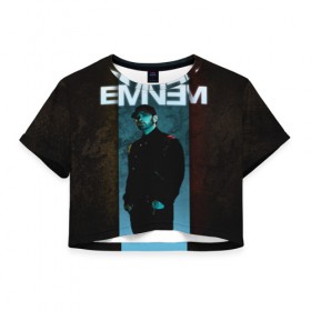 Женская футболка Cropp-top с принтом Eminem в Тюмени, 100% полиэстер | круглая горловина, длина футболки до линии талии, рукава с отворотами | Тематика изображения на принте: emenem | eminem | hip hop | hiphop | kamikaze | marshal mathers | marshall | marshall mathers | rap | rap god | revival | slim shadi | slim shady | venom | еминем | олдскул | реп | рэп | хипхоп | эминем