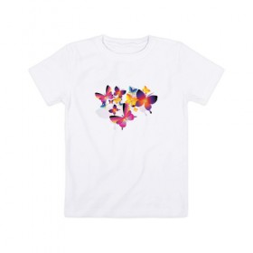 Детская футболка хлопок с принтом Бабочки в Тюмени, 100% хлопок | круглый вырез горловины, полуприлегающий силуэт, длина до линии бедер | бабочки | красота | милота | рисунок