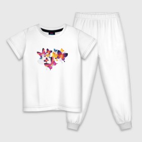 Детская пижама хлопок с принтом Бабочки в Тюмени, 100% хлопок |  брюки и футболка прямого кроя, без карманов, на брюках мягкая резинка на поясе и по низу штанин
 | бабочки | красота | милота | рисунок