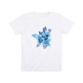 Детская футболка хлопок с принтом Цветы И Бабочки в Тюмени, 100% хлопок | круглый вырез горловины, полуприлегающий силуэт, длина до линии бедер | бабочки | красота | милота | рисунок | цветы | цветы и бабочки
