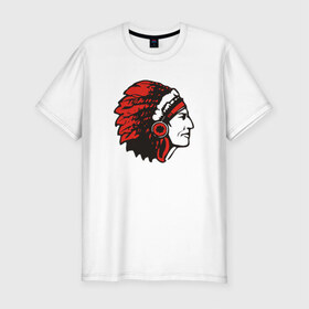 Мужская футболка премиум с принтом Индеец в Тюмени, 92% хлопок, 8% лайкра | приталенный силуэт, круглый вырез ворота, длина до линии бедра, короткий рукав | индеец | индейцы | перья | рисунок