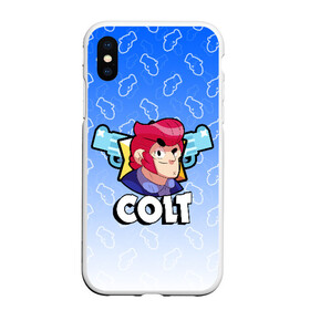 Чехол для iPhone XS Max матовый с принтом BRAWL STARS COLT в Тюмени, Силикон | Область печати: задняя сторона чехла, без боковых панелей | android | brawl stars | colt | crow | games | leon | penny | poco. | shelly | spike | wanted | брав | бравл старс | звезды | игры | мобильные игры | старс