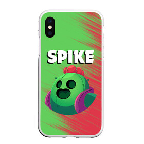 Чехол для iPhone XS Max матовый с принтом BRAWL STARS SPIKE в Тюмени, Силикон | Область печати: задняя сторона чехла, без боковых панелей | android | brawl stars | colt | crow | games | leon | penny | poco. | shelly | spike | wanted | брав | бравл старс | звезды | игры | мобильные игры | старс