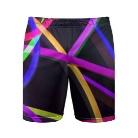 Мужские шорты 3D спортивные с принтом Светящиеся полосы в Тюмени,  |  | abstract | neon | абстрактно | абстрактный | абстракция | линии | неон | неонка | неоновая | неоновые | неоновый | полоски | полосы | разноцветные | светящиеся | цветные