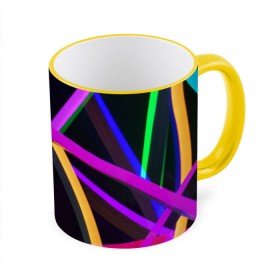 Кружка с принтом Светящиеся полосы в Тюмени, керамика | ёмкость 330 мл | abstract | neon | абстрактно | абстрактный | абстракция | линии | неон | неонка | неоновая | неоновые | неоновый | полоски | полосы | разноцветные | светящиеся | цветные