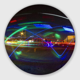 Коврик для мышки круглый с принтом Neon в Тюмени, резина и полиэстер | круглая форма, изображение наносится на всю лицевую часть | neon | город | города | городе | городом | городской | неон | неонка | неоновые | неоновый | свет | светящиеся | светящийся | светящимся