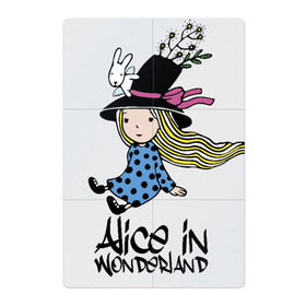 Магнитный плакат 2Х3 с принтом Алиса в стране чудес в Тюмени, Полимерный материал с магнитным слоем | 6 деталей размером 9*9 см | Тематика изображения на принте: alice | dress | girl | hair | hat | rabbit | ribbon | tale | wings | алиса | бант | волосы | девочка | кролик | крылья | лицо | платье | сказка | шляпа