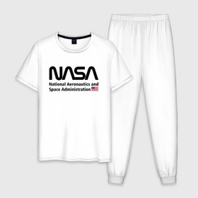 Мужская пижама хлопок с принтом NASA в Тюмени, 100% хлопок | брюки и футболка прямого кроя, без карманов, на брюках мягкая резинка на поясе и по низу штанин
 | alien | area 51 | nasa | space x | ufo | америка | американский | астронавт | звезды | земля | зона 51 | инопланетянин | космонавт | космос | луна | марс | наса | нло | планета | пришельцы | ракета | роскосмос | созвездие