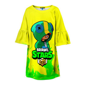 Детское платье 3D с принтом Brawl Stars LEON в Тюмени, 100% полиэстер | прямой силуэт, чуть расширенный к низу. Круглая горловина, на рукавах — воланы | brawl | brawl stars | crow | leon | stars | бравл | бравл старс | браво старс | игра | компьютерная | кров | леон | онлайн | старс
