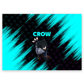 Поздравительная открытка с принтом Brawl Stars CROW в Тюмени, 100% бумага | плотность бумаги 280 г/м2, матовая, на обратной стороне линовка и место для марки
 | brawl | brawl stars | crow | leon | stars | бравл | бравл старс | браво старс | игра | компьютерная | кров | леон | онлайн | старс