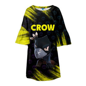 Детское платье 3D с принтом Brawl Stars CROW в Тюмени, 100% полиэстер | прямой силуэт, чуть расширенный к низу. Круглая горловина, на рукавах — воланы | brawl | brawl stars | crow | leon | stars | бравл | бравл старс | браво старс | игра | компьютерная | кров | леон | онлайн | старс